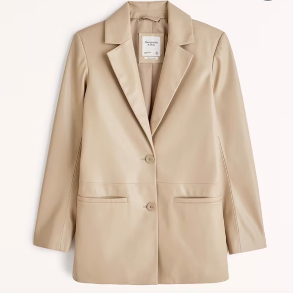 Abercrombie & Fitch Jackets & Blazers - Abercrombie & Fitch Vegan Leather Blazer in Tan NWT